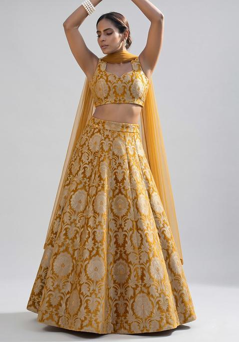 Mustard Silk Lehenga Set