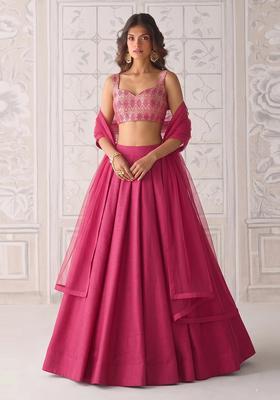 Magenta Silk Blend Lehenga Set
