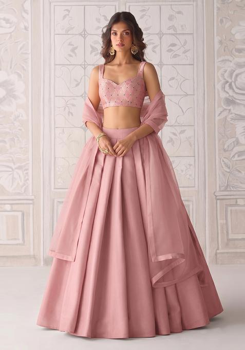 Dusty Pink Silk Lehenga Set