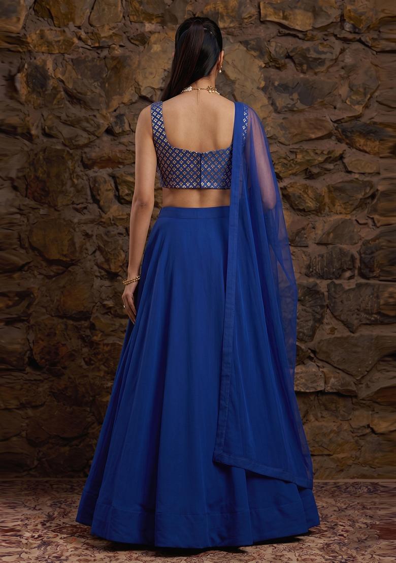 Royal Blue Embrllished Lehenga Set - Indya