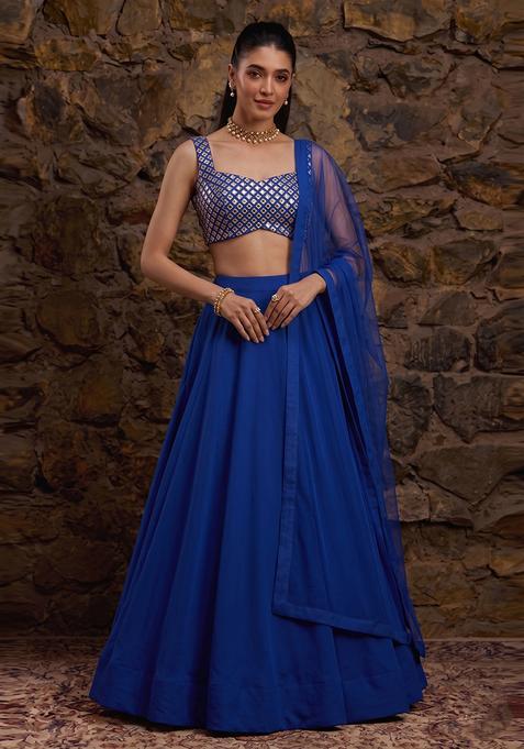 Royal Blue Embrllished Lehenga Set