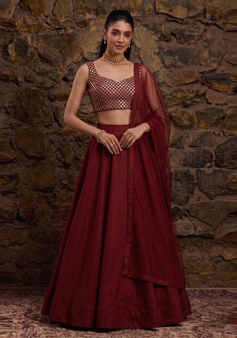 Maroon Embrllished Lehenga Set