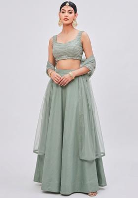 Sage Green Sequin Lehenga Set