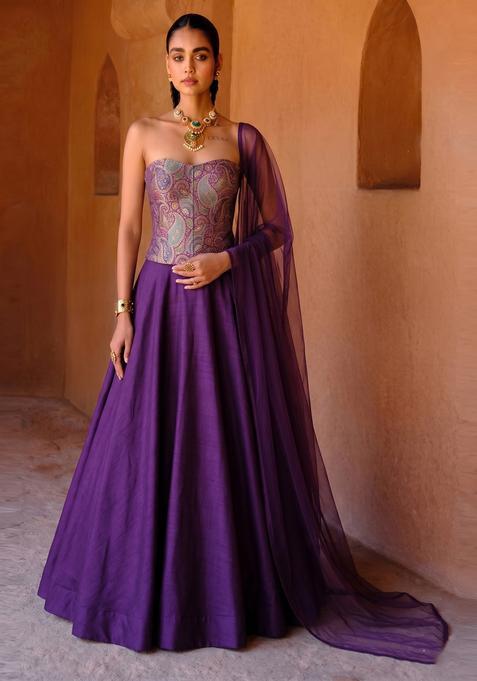 Deep Purple Printed Fusion Set