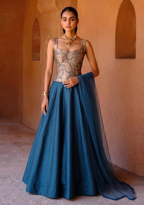 Teal Printed Fusion Set