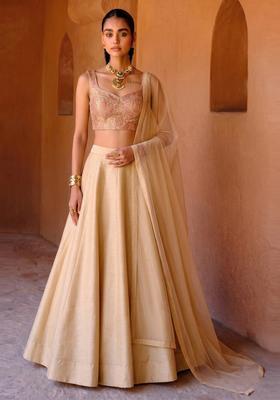 Beige Printed Fusion Set