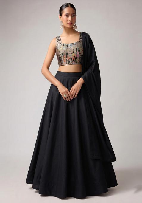 Black Silk Lehenga Set
