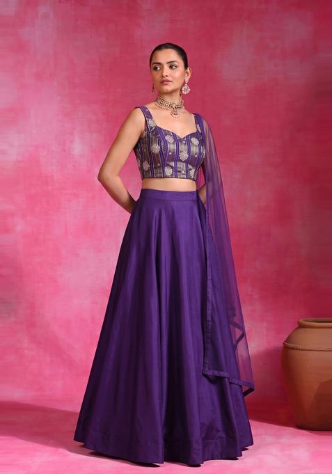 Deep Purple Tissue Lehenga Set