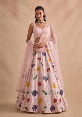 Pastel Pink Embroidered Lehenga Set