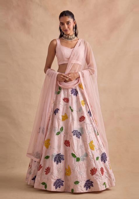 Pastel Pink Embroidered Lehenga Set