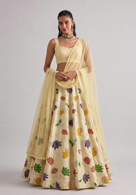 Light Yellow Embroidered Lehenga Set