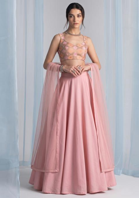 Baby Pink Georgette Lehenga Set