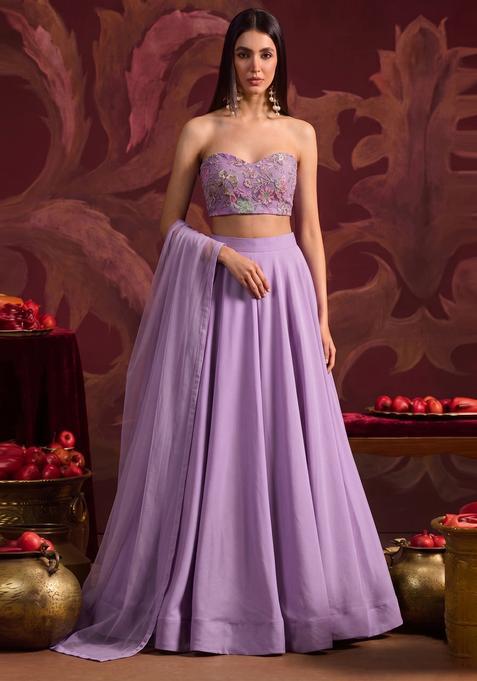 Lavender Sequin Crepe Lehenga Set
