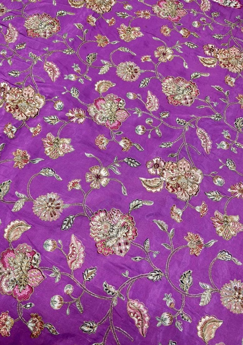 Magenta Printed Crepe Lehenga Set - Indya