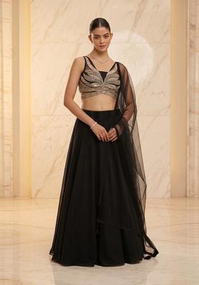 Black Handwork Lehenga Set