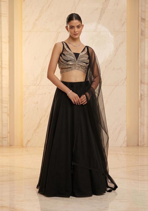 Black Handwork Lehenga Set
