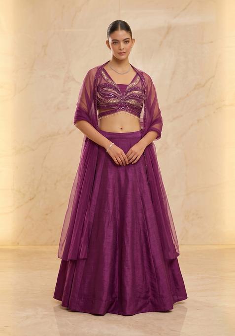 Magenta Handwork Lehenga Set