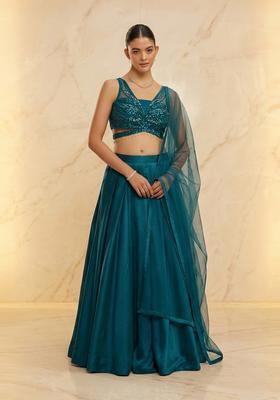 Teal Blue Handwork Lehenga Set