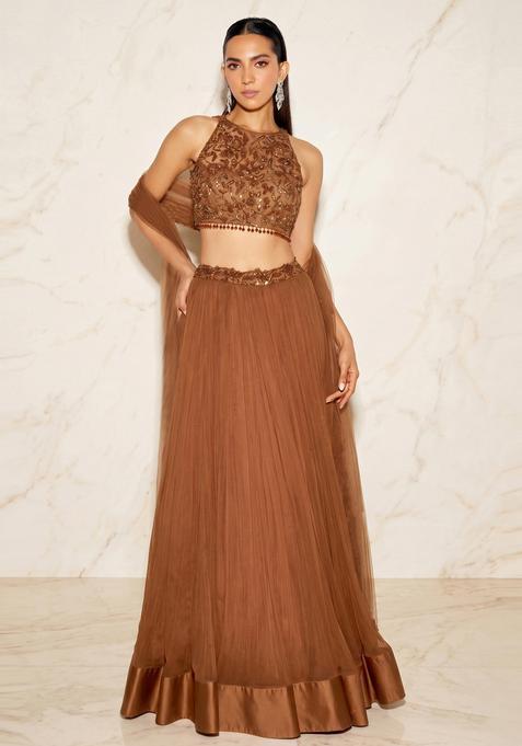 Brown Handwork Lehenga Set