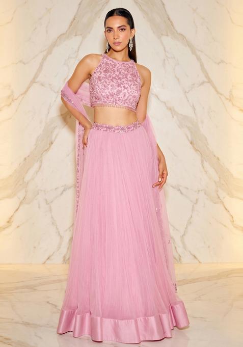 Pastel Pink Handwork Lehenga Set