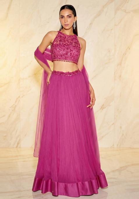 Magenta Handwork Lehenga Set