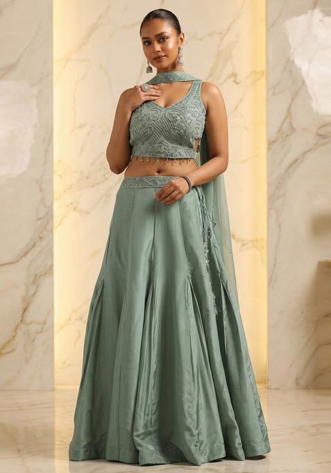 Sage Blue Handwork Lehenga Set