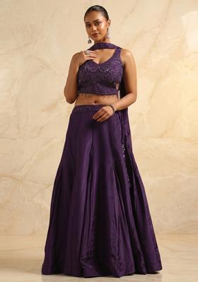 Deep Purple Handwork Lehenga Set
