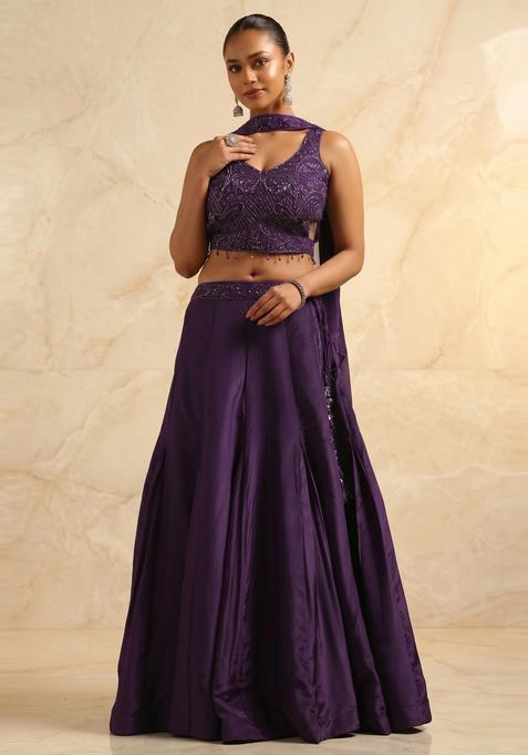 Deep Purple Handwork Lehenga Set