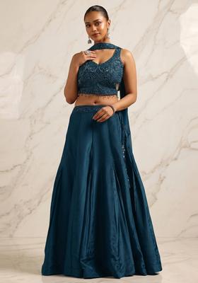 Teal Blue Handwork Lehenga Set