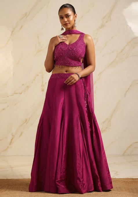 Magenta Handwork Lehenga Set