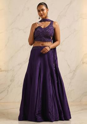 Deep Purple Handwork Lehenga Set