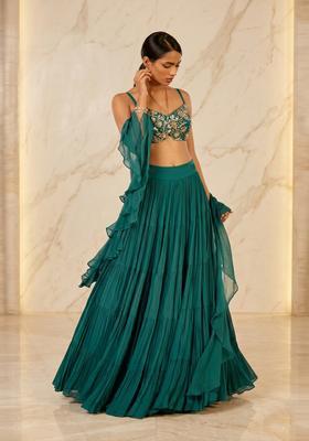 Emerald Green Handwork Lehenga Set