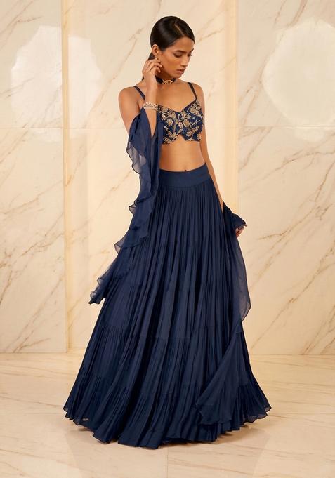 Navy Blue Handwork Lehenga Set