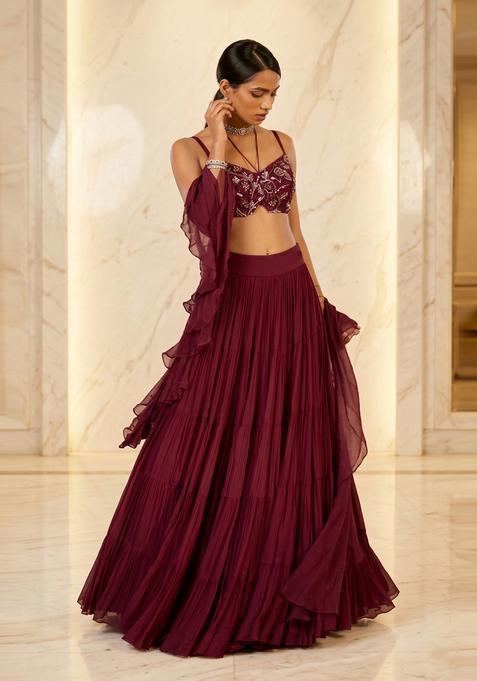 Maroon Handwork Lehenga Set