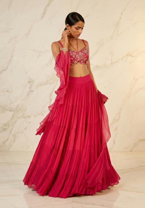 Magenta Handwork Lehenga Set