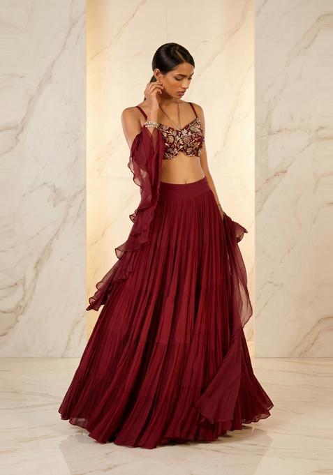 Maroon Handwork Lehenga Set
