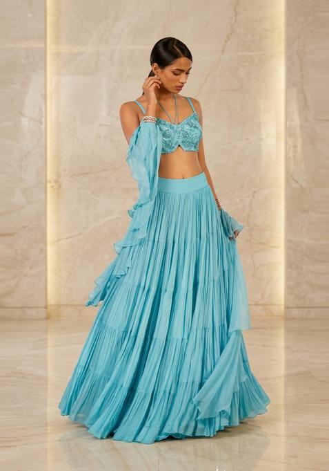Turquoise Handwork Lehenga Set