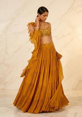 Mustard Yellow Handwork Lehenga Set