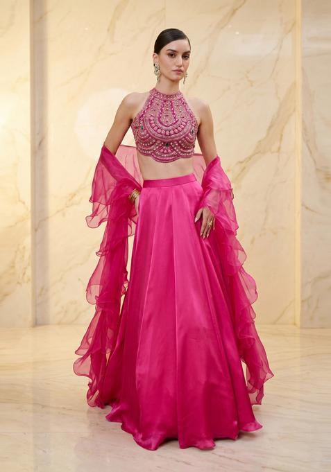 Fuchsia Pink Handwork Lehenga Set