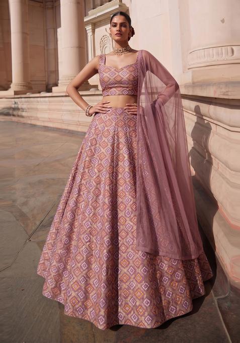 Pink Georgette Lehenga Set