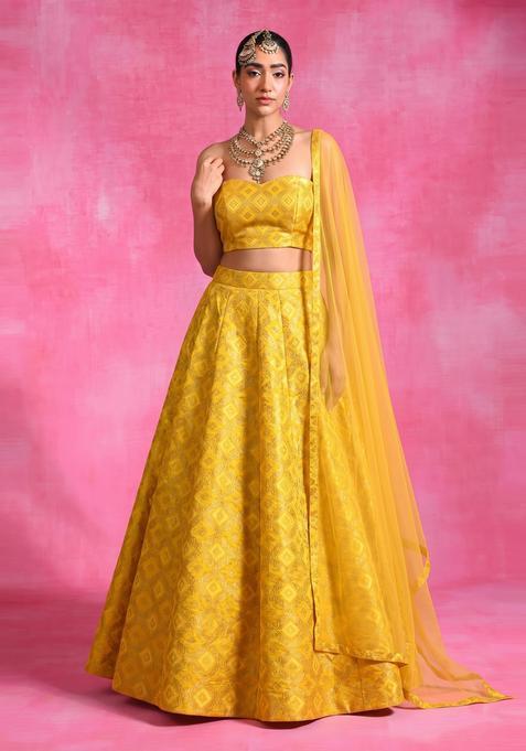 Mustard Yellow Georgette Lehenga Set