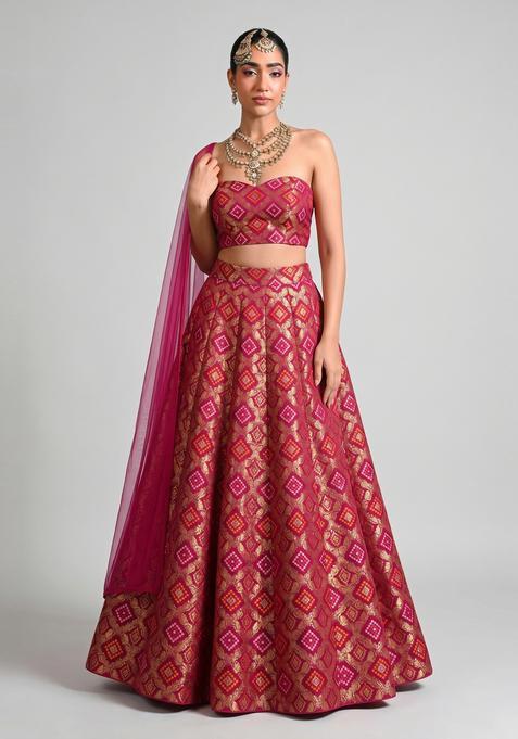 Magenta Georgette Lehenga Set