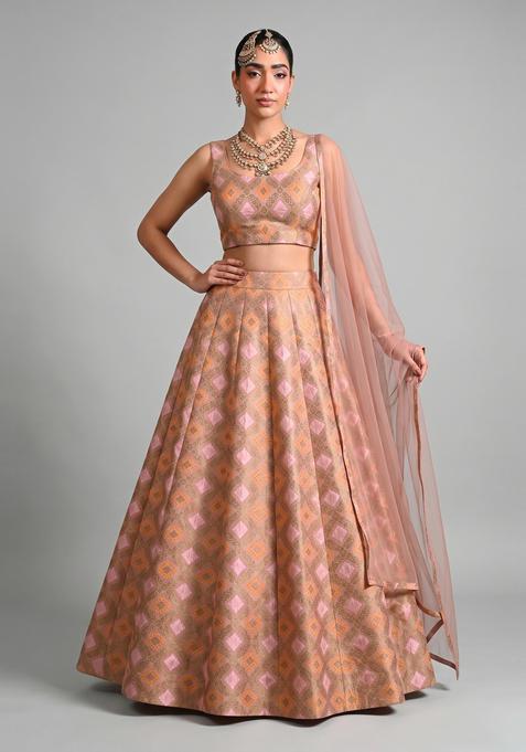 Peach Georgette Lehenga Set