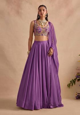 Purple Silk Blend Lehenga Set