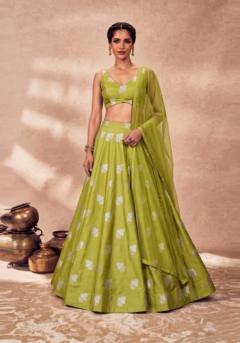 Light Green Silk Lehenga Set