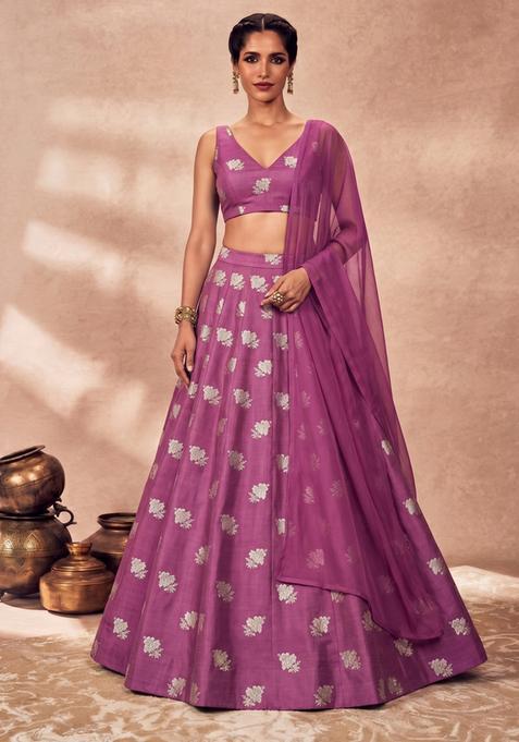 Purple Silk Lehenga Set