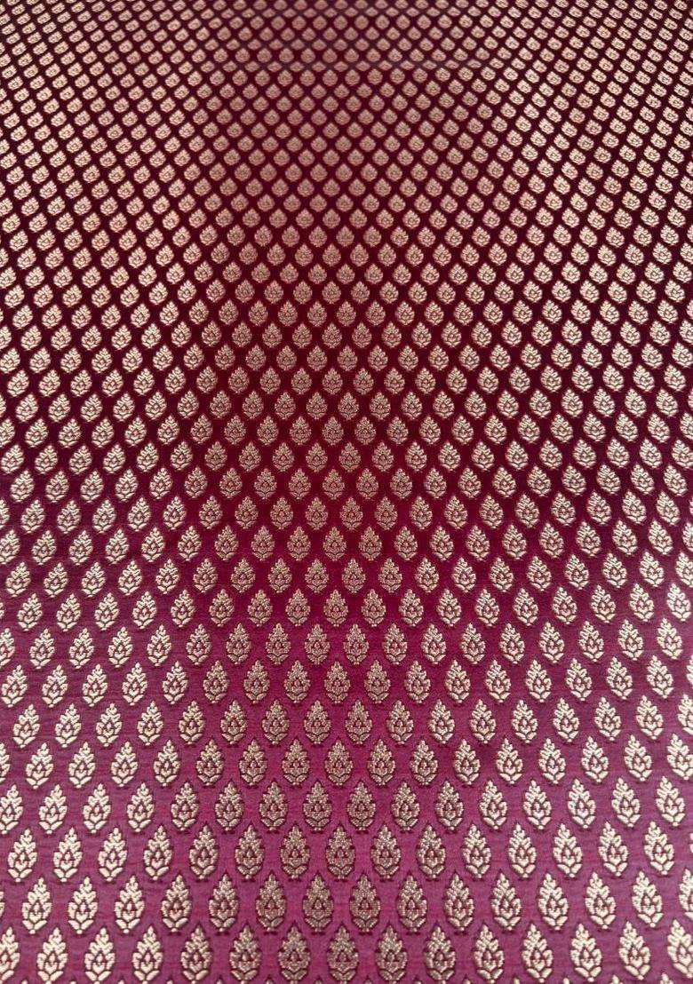Wine Maroon Brocade Lehenga Set - Indya