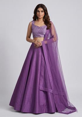 Purple Zari Brocade Lehenga Set