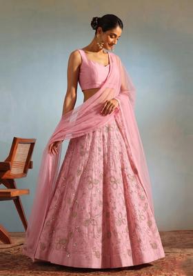 Pastel Pink Embroidered Lehenga Set