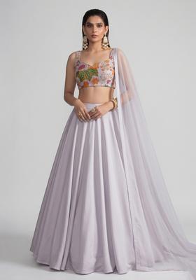Light Pink Printed Organza Lehenga Set